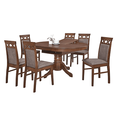 JUEGO DE COMEDOR 6 SILLAS CON EXTENSION CARLOS M&H