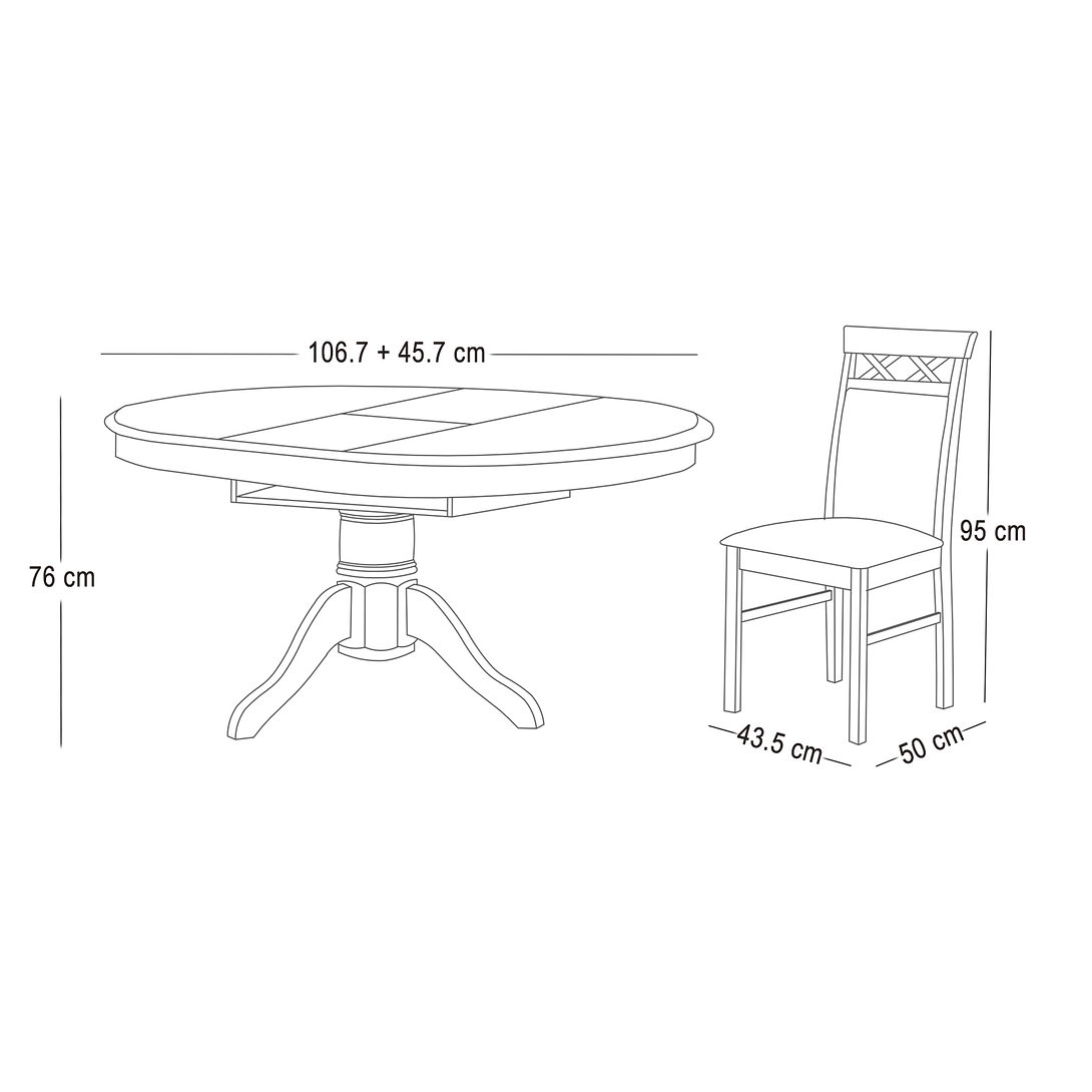 JUEGO DE COMEDOR 6 SILLAS CON EXTENSION CARLOS M&H