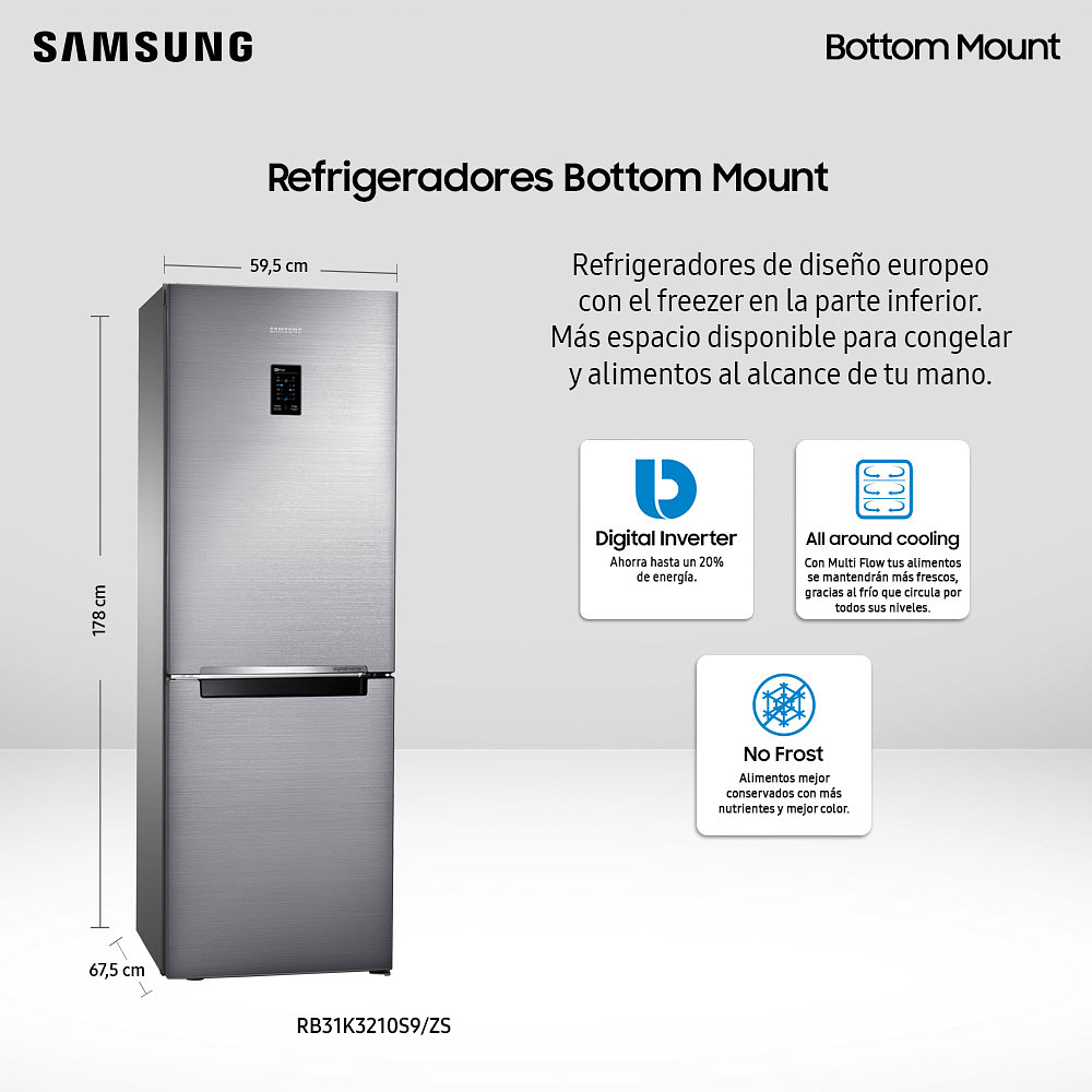 REFRIGERADOR NO FROST 311 LTS RB31K3210S9/ZS  SAMSUNG 