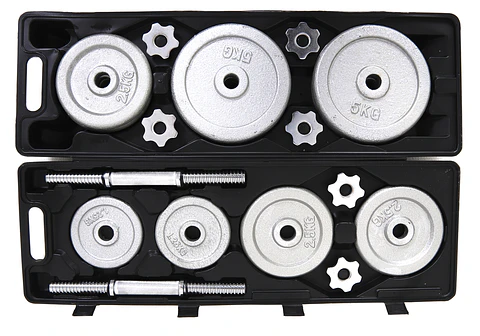 SET MANCUERNAS 50KG + BARRA 1.5 MT YK-DB50KG M&H