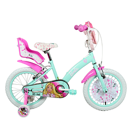 BICICLETA NIÑA ARO 16 BARBIE CELESTE BIANCHI BLG00003