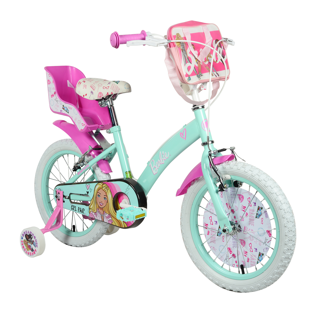 BICICLETA NIÑA ARO 16 BARBIE CELESTE BIANCHI BLG00003