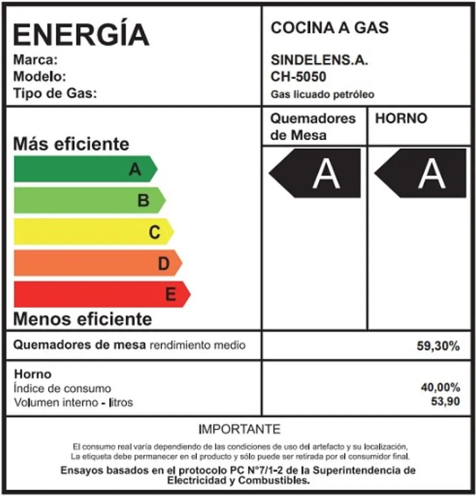 COCINA A GAS 4 QUEMADORES SINDELEN CH-5050 6