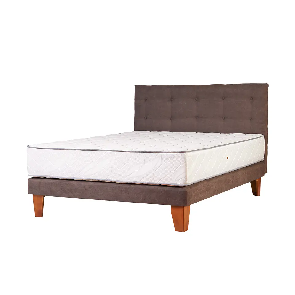 Cama Eurobox 2Pl Bn Fisioflex Capitone Chocolate Spomo  2