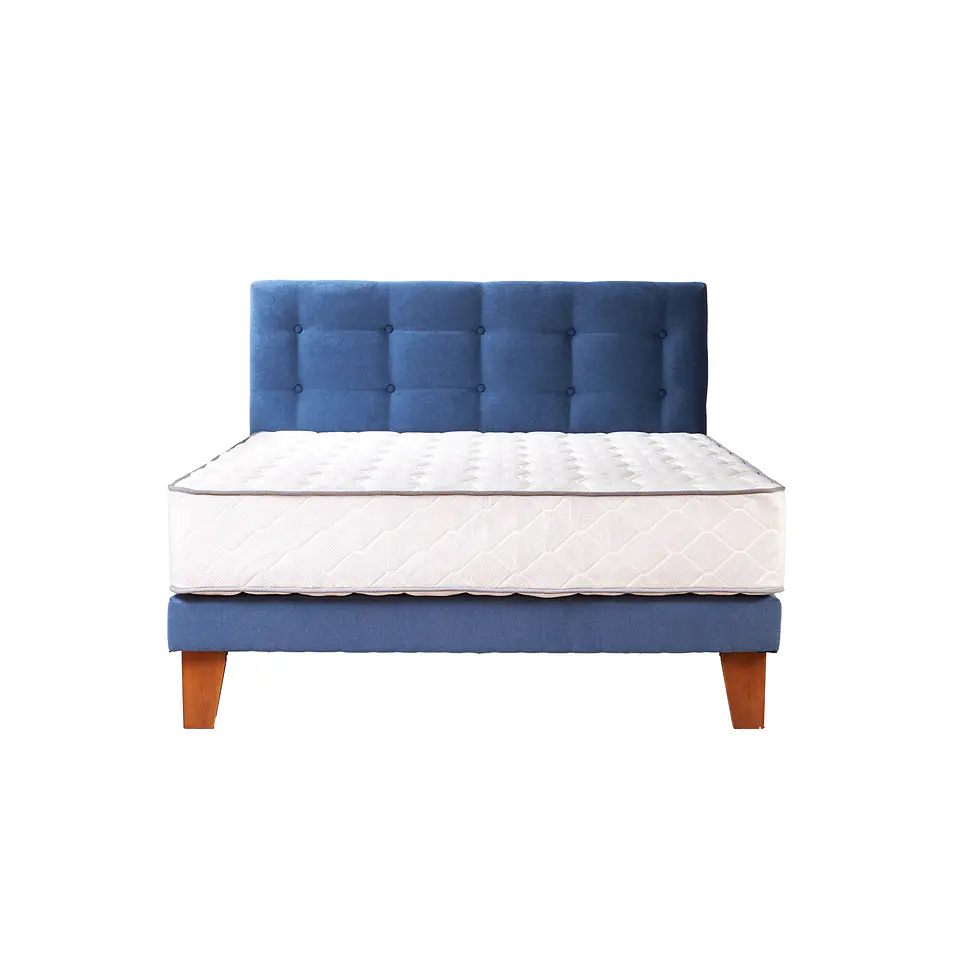 Cama Eurobox 2Pl Fisioflex Azul Capitoné  2