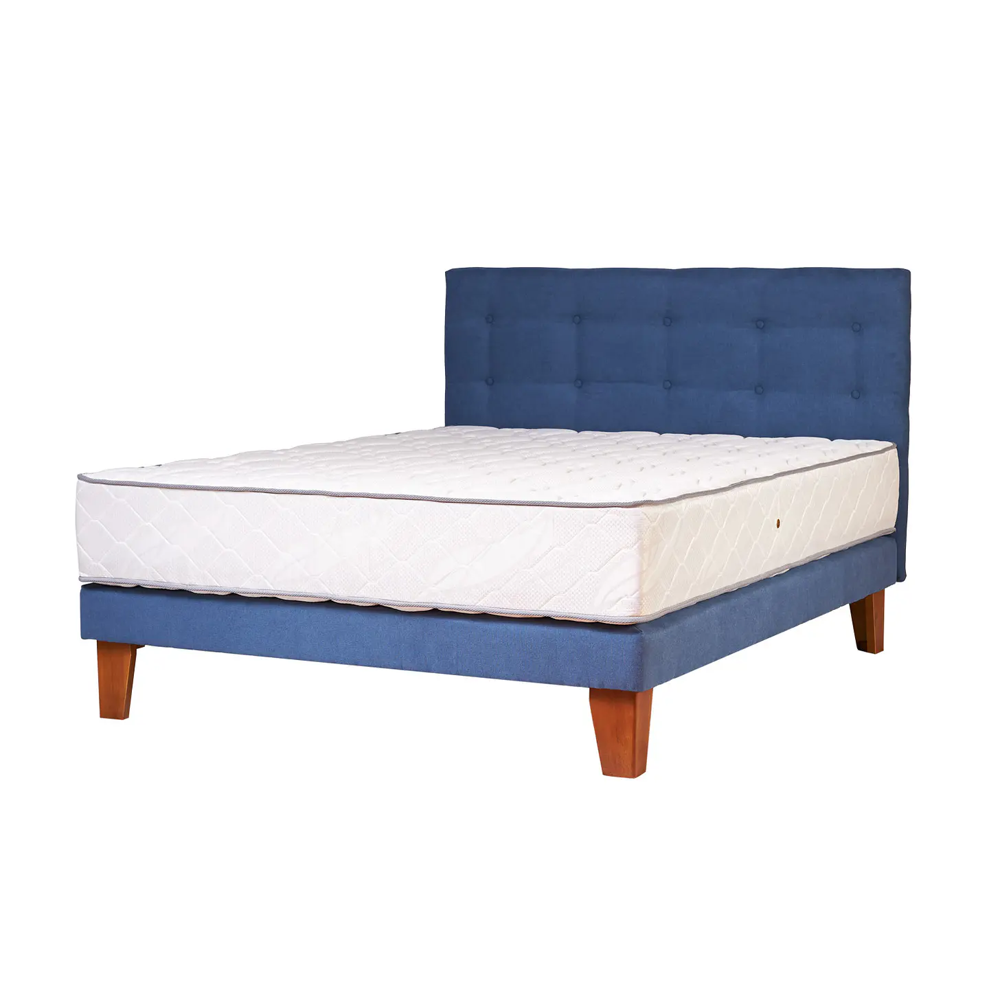 Cama Eurobox 2Pl Fisioflex Azul Capitoné  1