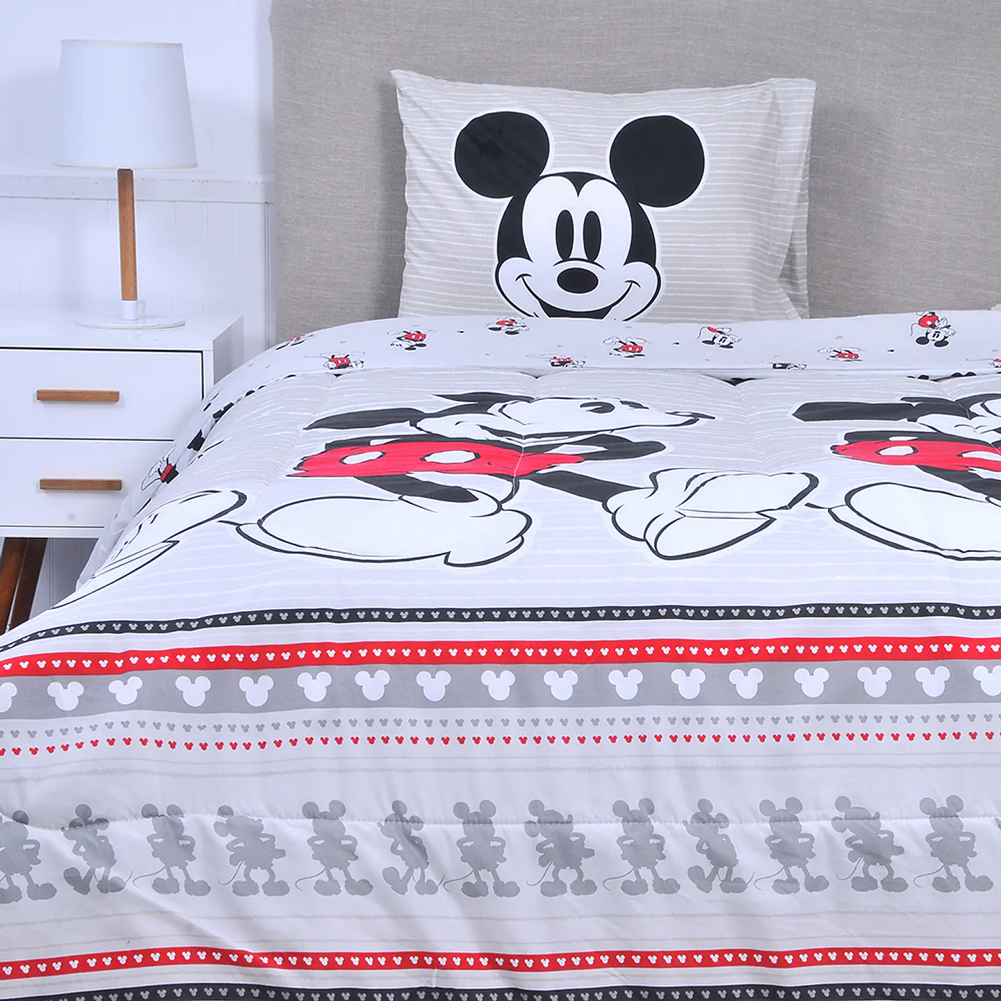 Plumón gris Mickey 1.5 plazas microfibra diseño Original 1