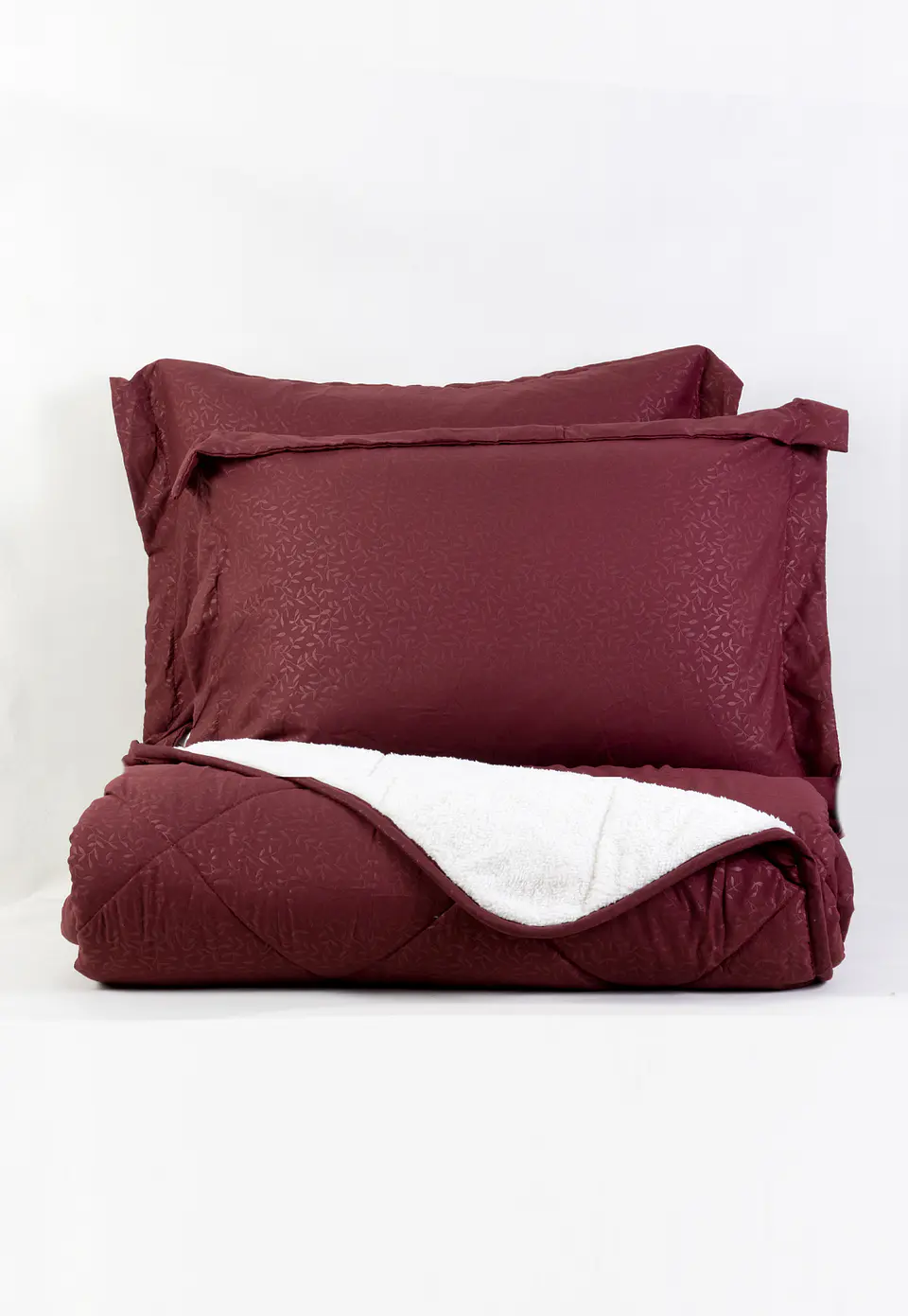 Plumón 1.5 Plazas Microfibra Embossed Sherpa Burdeo 3