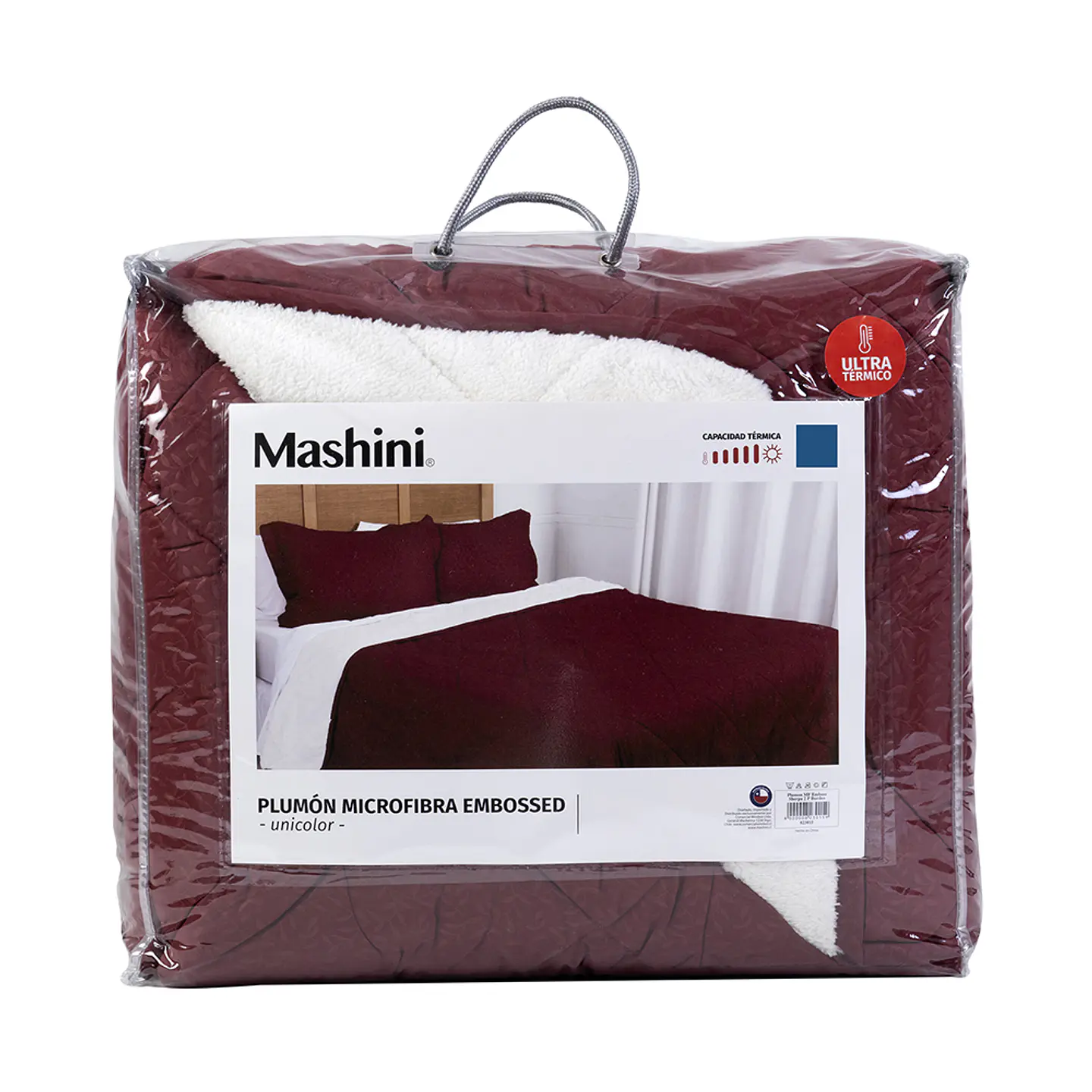 Plumón 1.5 Plazas Microfibra Embossed Sherpa Burdeo 4