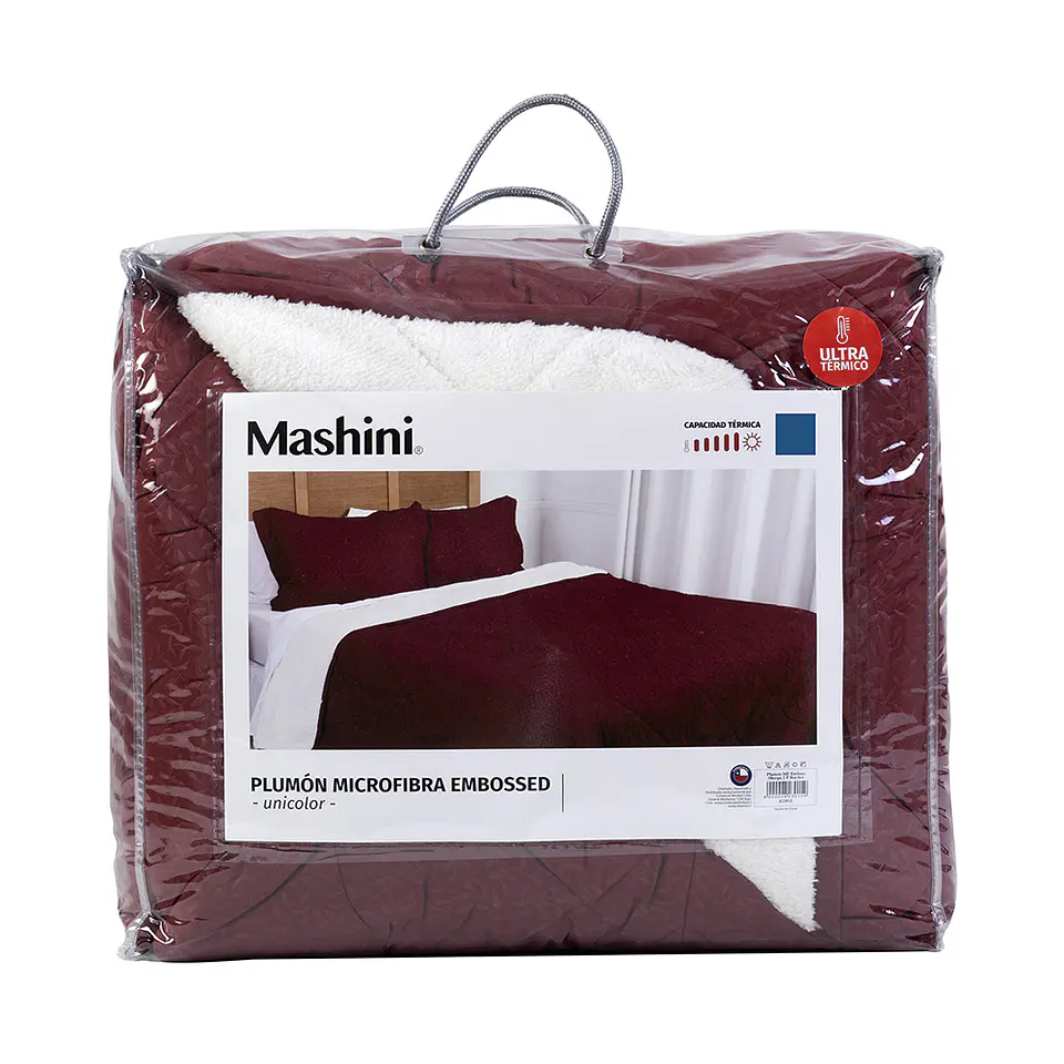 Plumón 1.5 Plazas Microfibra Embossed Sherpa Burdeo 4