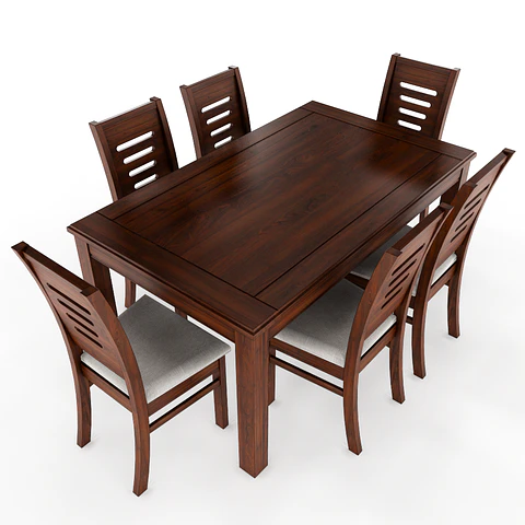 COMEDOR MADERA NOGAL 6 SILLAS ROMA