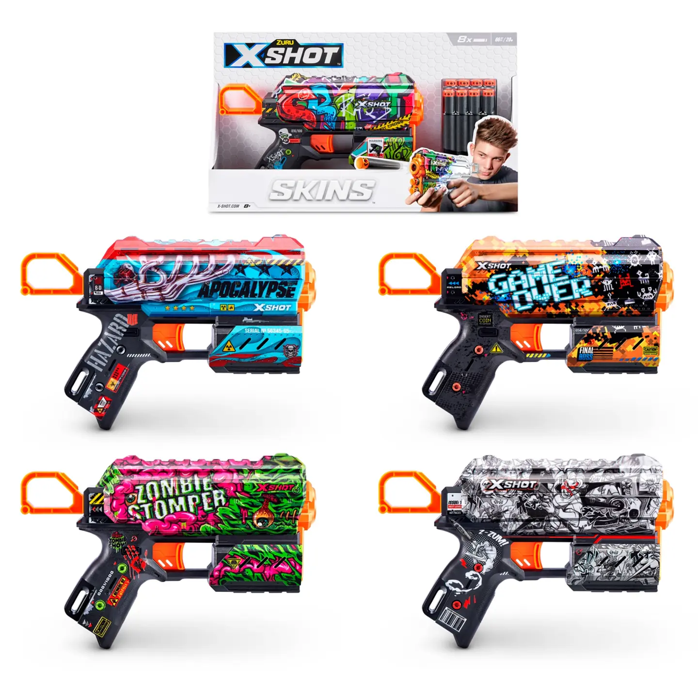 Lanza Dardos Flux Skins Con 8 Dardos X-Shot Aleatorio Ansaldo 26713 4