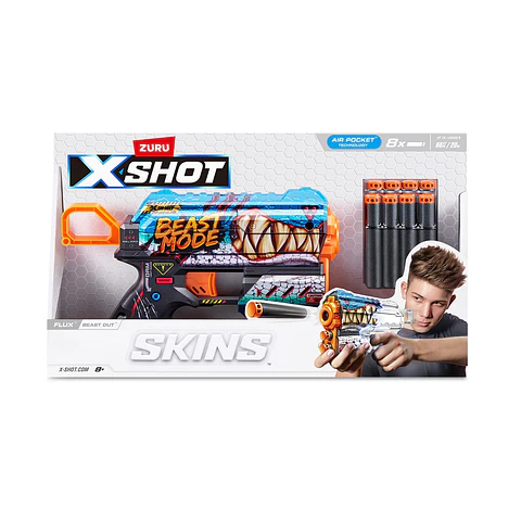 Lanza Dardos Flux Skins Con 8 Dardos X-Shot Aleatorio Ansaldo 26713