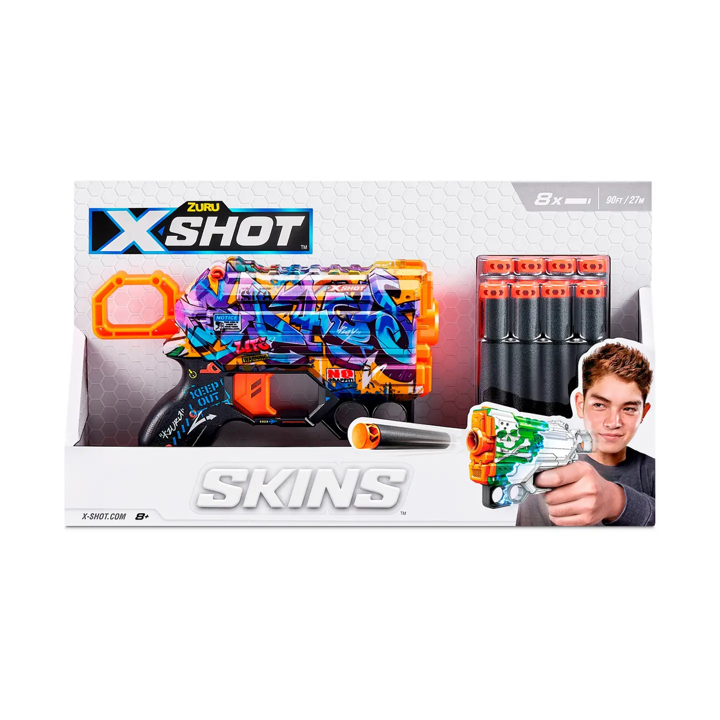 X-Shot Lanza Dardos Menace Skins Con 8 Dardos Aleatorio Ansaldo 26712 2