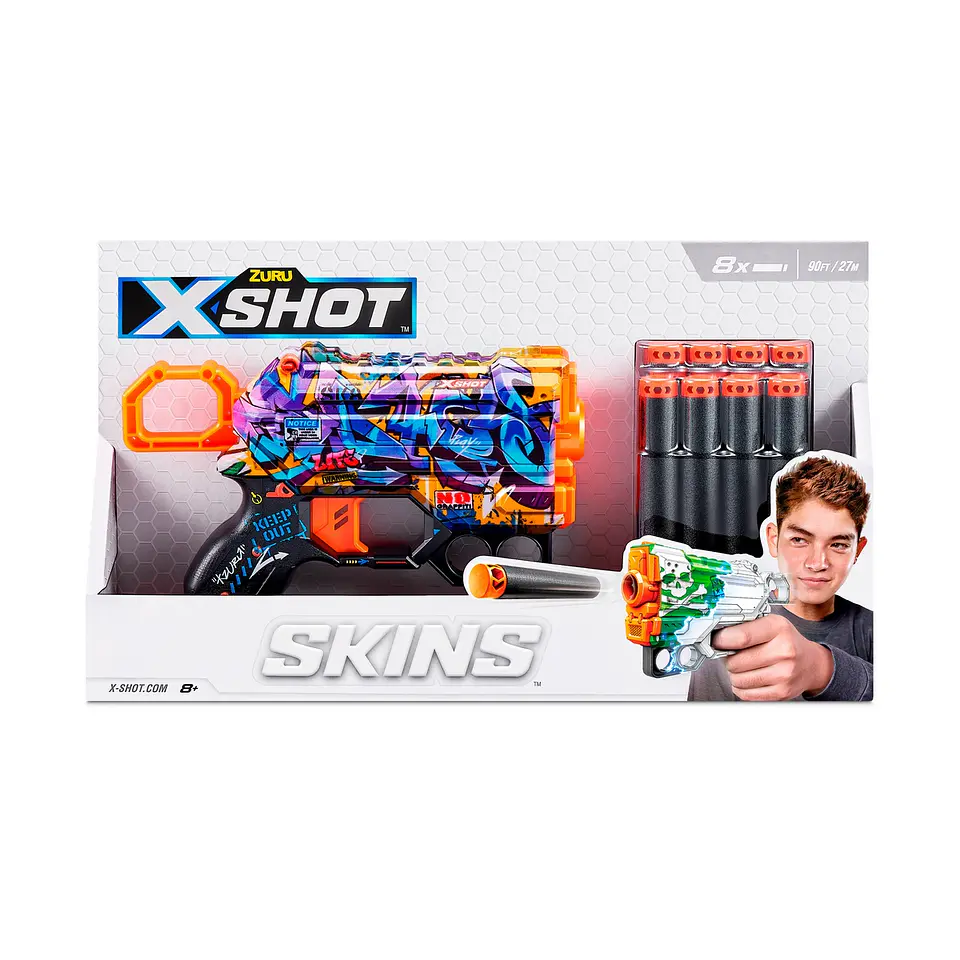 X-Shot Lanza Dardos Menace Skins Con 8 Dardos Aleatorio Ansaldo 26712 2