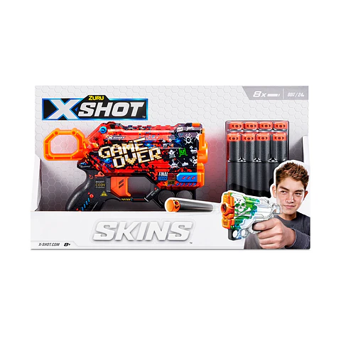 X-SHOT LANZA DARDOS MENACE SKINS CON 8 DARDOS ALEATORIO ANSALDO 26712