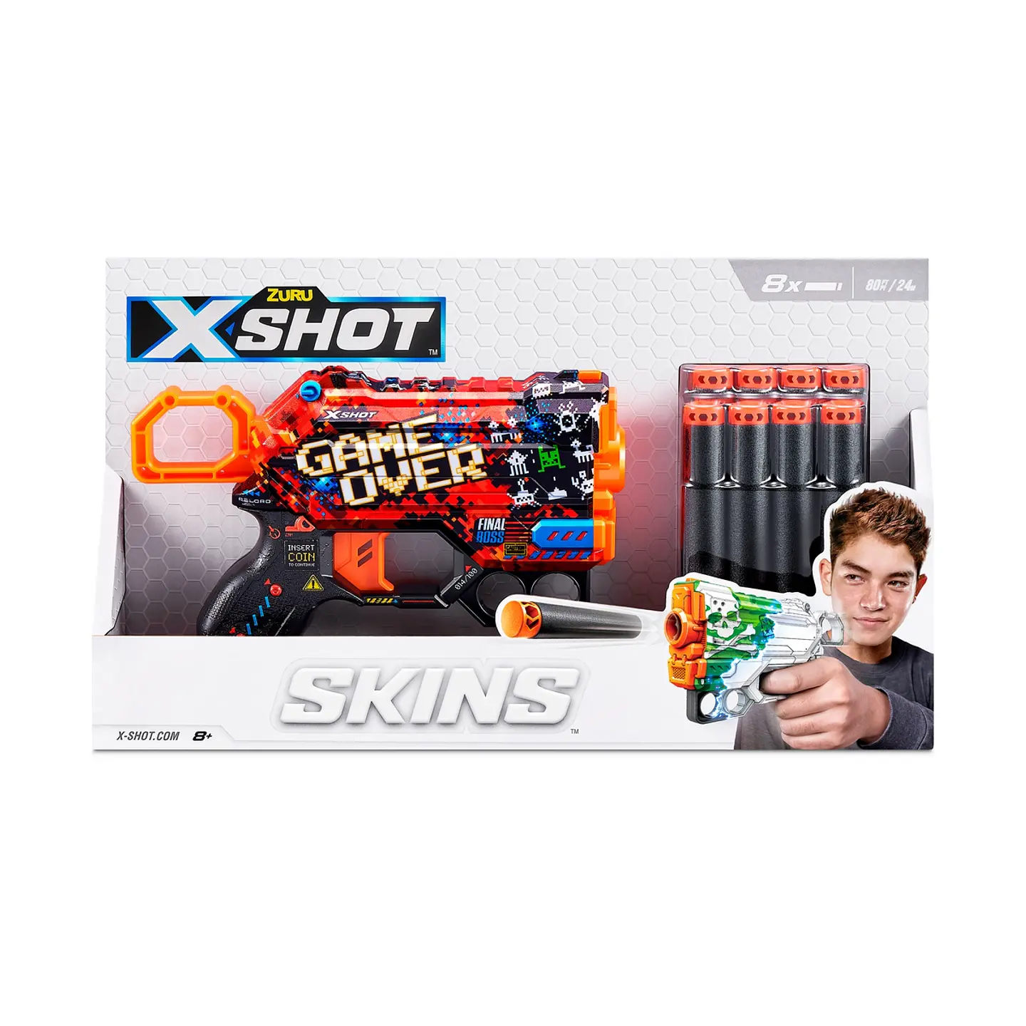 X-Shot Lanza Dardos Menace Skins Con 8 Dardos Aleatorio Ansaldo 26712 1