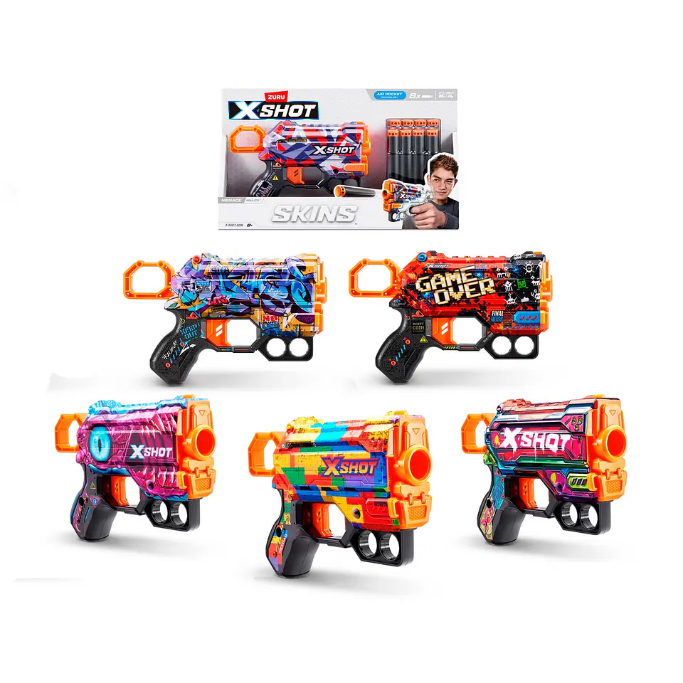 X-Shot Lanza Dardos Menace Skins Con 8 Dardos Aleatorio Ansaldo 26712 6