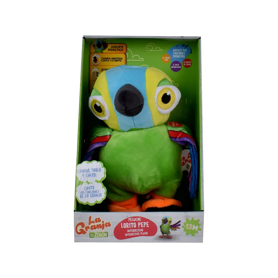Peluche Lorito Pepe 20Cm Baila Canta Y Habla La Granja De Zenon Ansaldo 20866 1