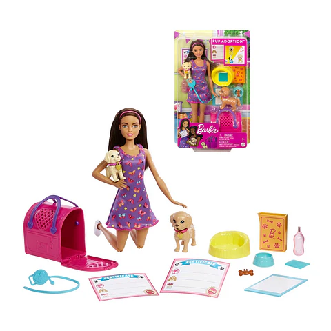 BARBIE SET DE JUEGO ADOPTA UN PERRITO LATINA MATTEL HKD86