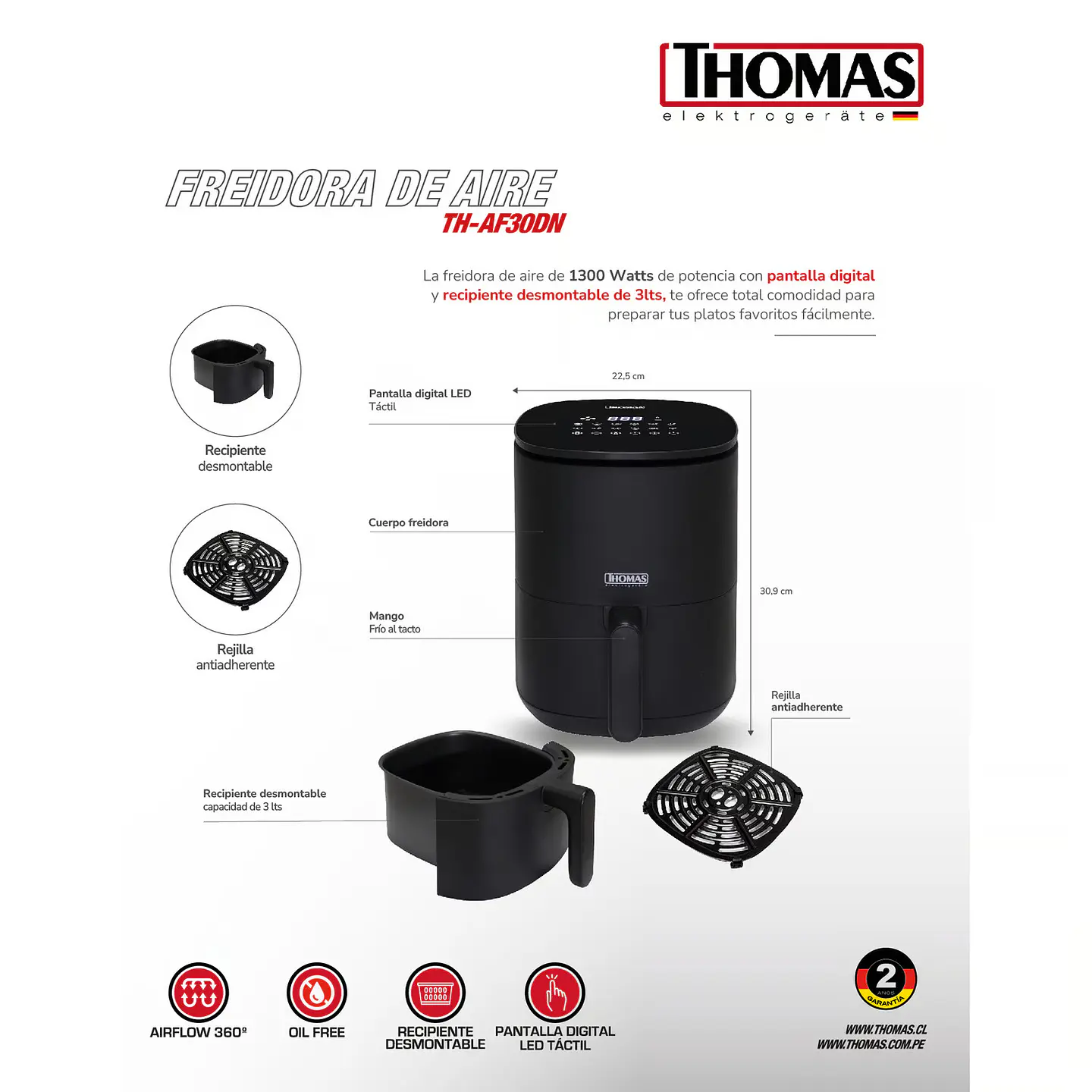 FREIDORA DE AIRE THOMAS TH-AF30DN 2