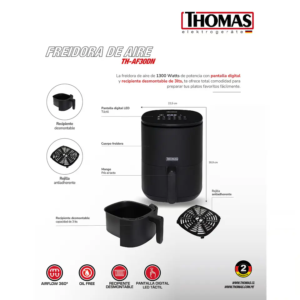 FREIDORA DE AIRE THOMAS TH-AF30DN 2