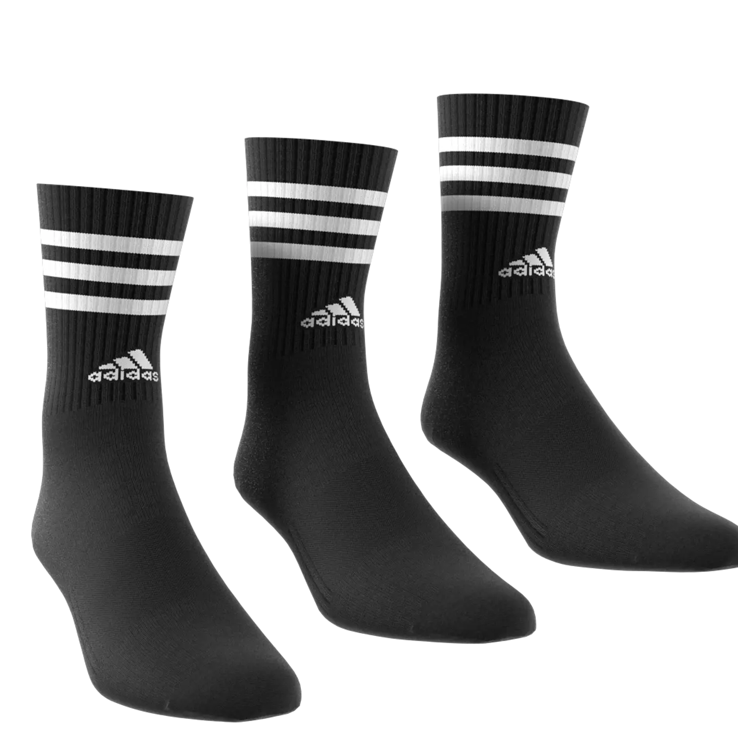 Pack 3 Calcetines Negro Blanco A Media Pantorrilla Acolchados 3 Tiras Ic1321 3