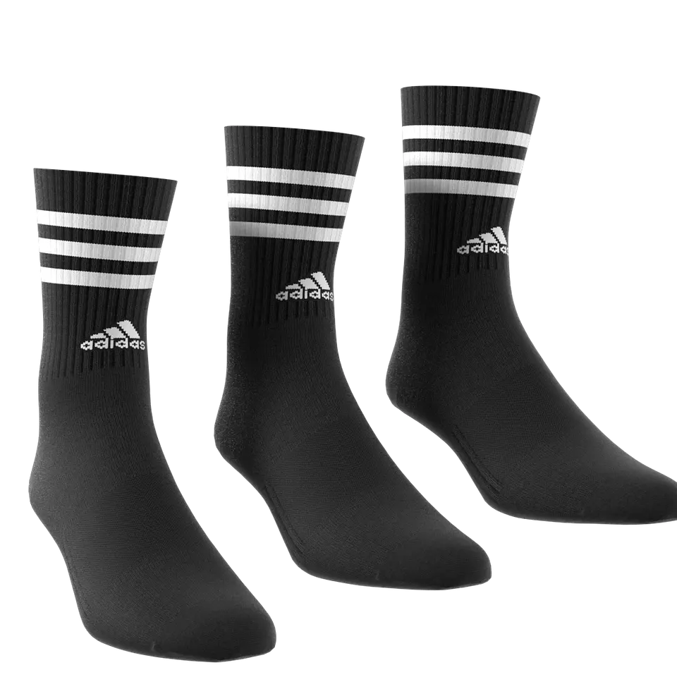 Pack 3 Calcetines Negro Blanco A Media Pantorrilla Acolchados 3 Tiras Ic1321 3