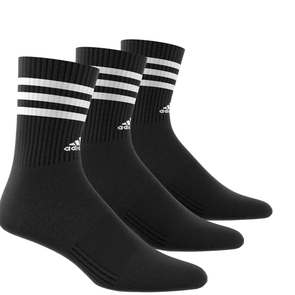 Pack 3 Calcetines Negro Blanco A Media Pantorrilla Acolchados 3 Tiras Ic1321 1