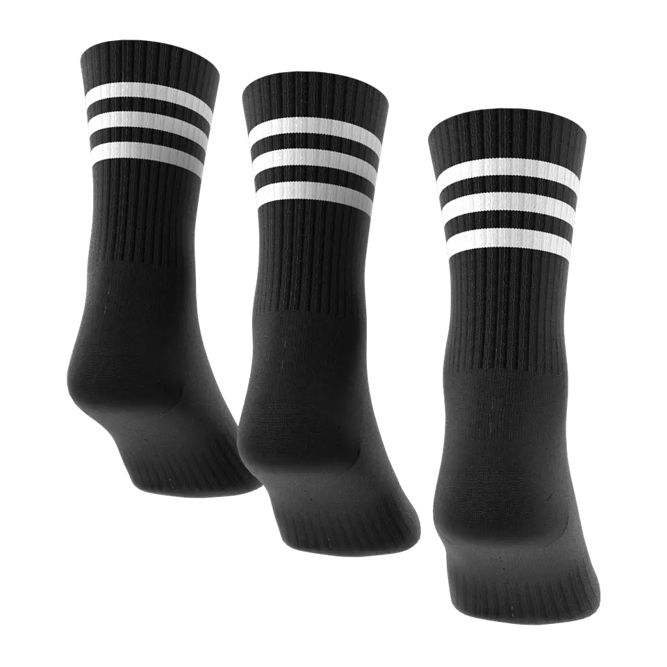 Pack 3 Calcetines Negro Blanco A Media Pantorrilla Acolchados 3 Tiras Ic1321 5