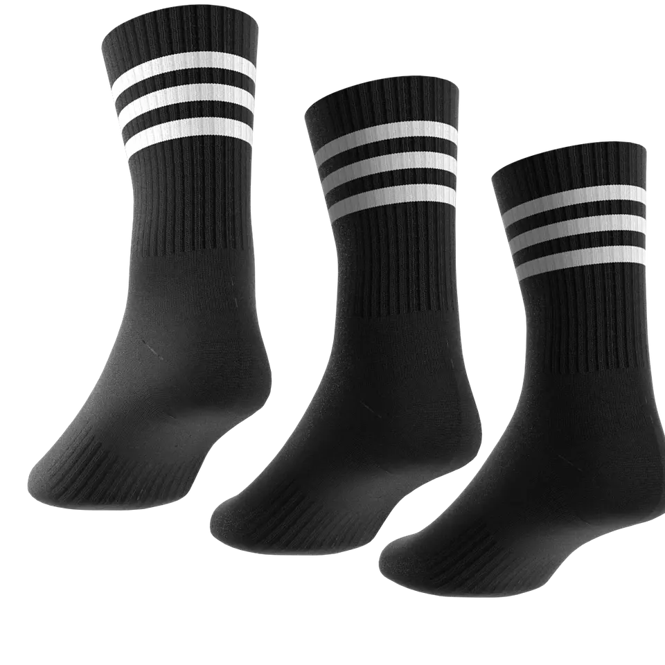 Pack 3 Calcetines Negro Blanco A Media Pantorrilla Acolchados 3 Tiras Ic1321 6
