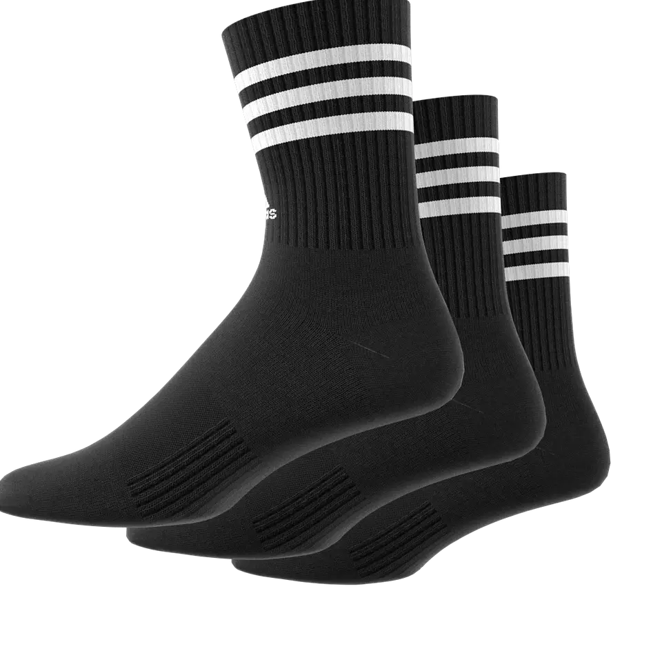 Pack 3 Calcetines Negro Blanco A Media Pantorrilla Acolchados 3 Tiras Ic1321 7