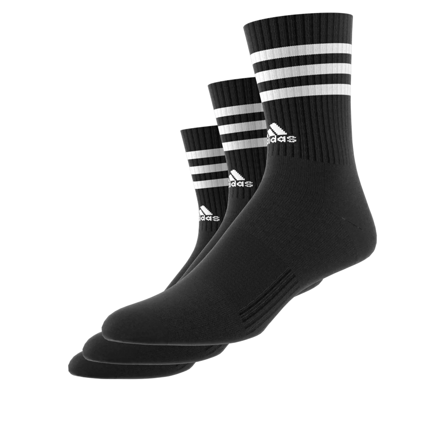 Pack 3 Calcetines Negro Blanco A Media Pantorrilla Acolchados 3 Tiras Ic1321 8