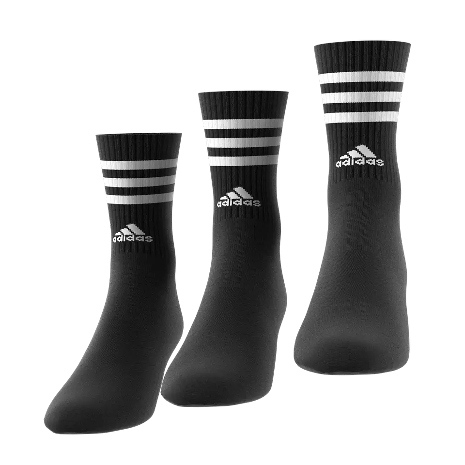 Pack 3 Calcetines Negro Blanco A Media Pantorrilla Acolchados 3 Tiras Ic1321 9