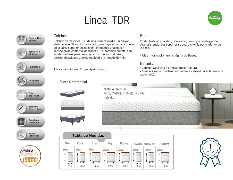 Colchon Tdr Uno 2 Pl Mantahue 2505201913563 2