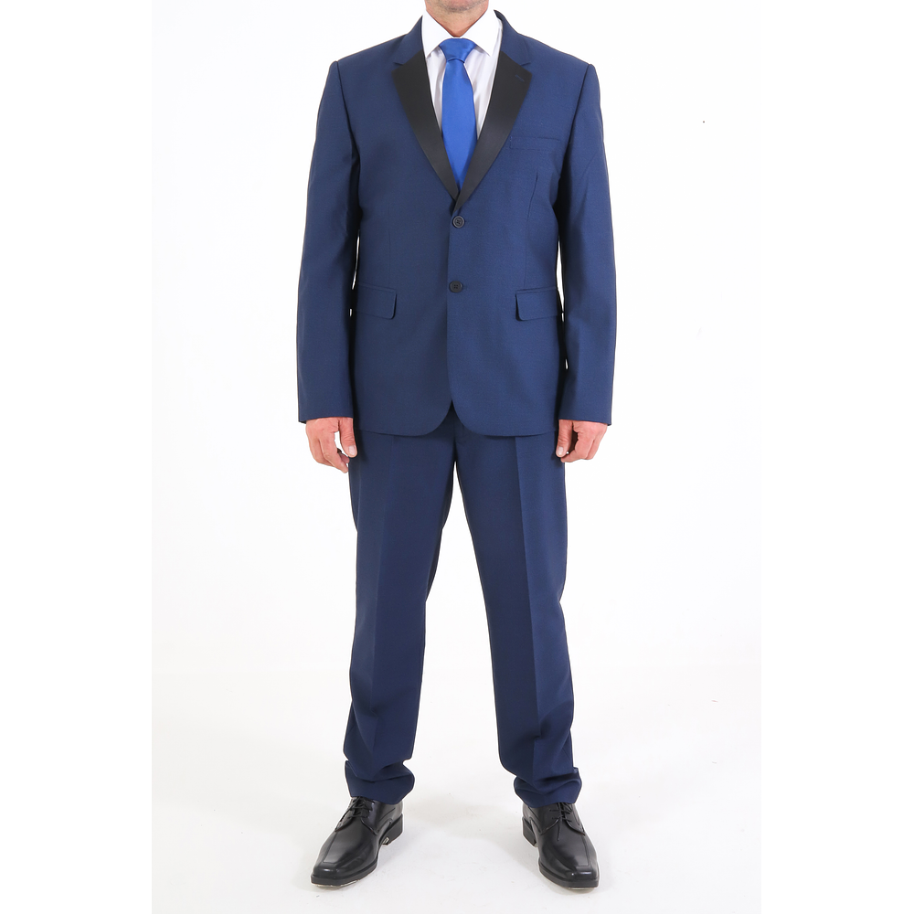 AMBO 2 BOTONES SLIM FIT SOLAPA SATIN AZUL