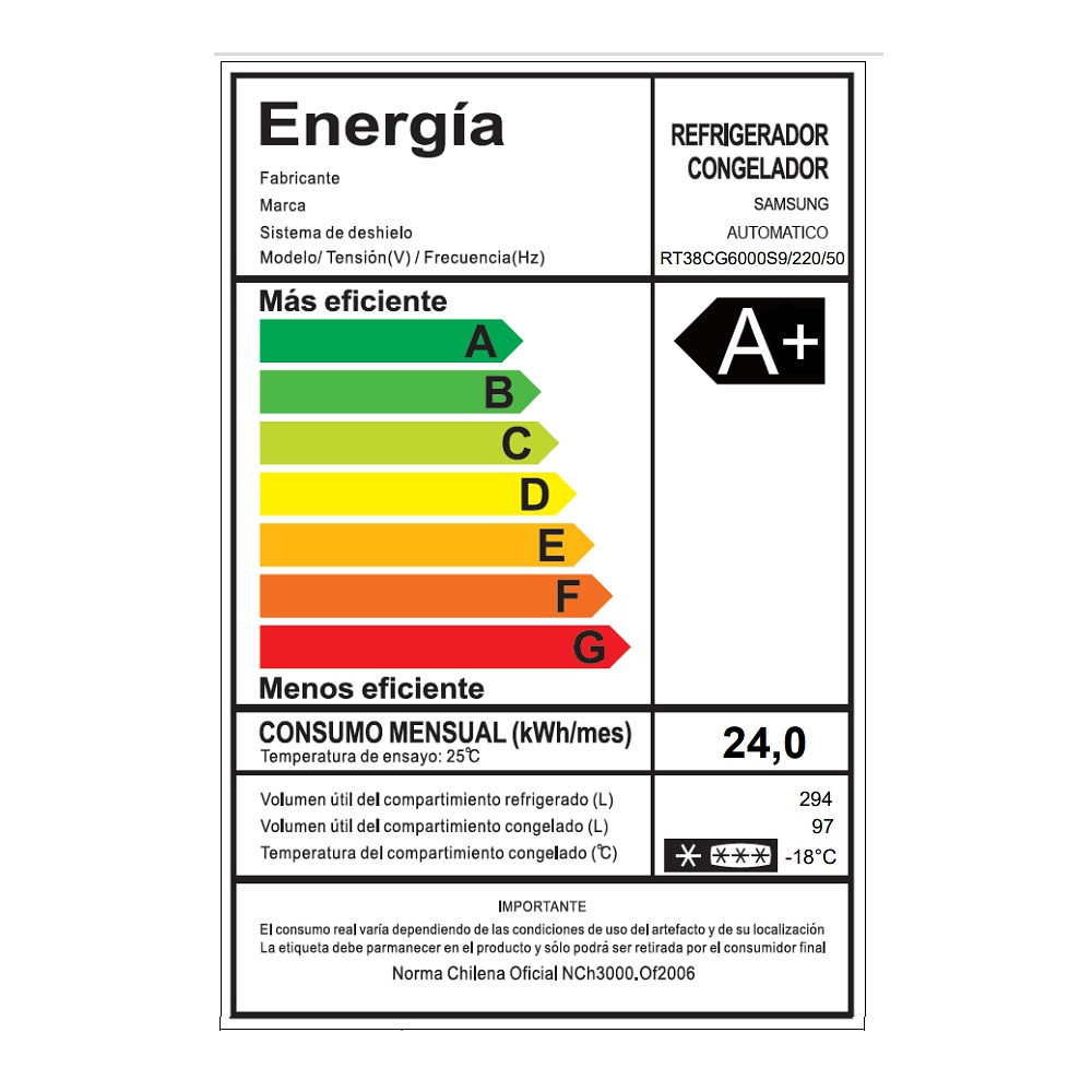 REFRIGERADOR TOP MOUNT 391LTS SAMSUNG RT38CG6000S9ZS
