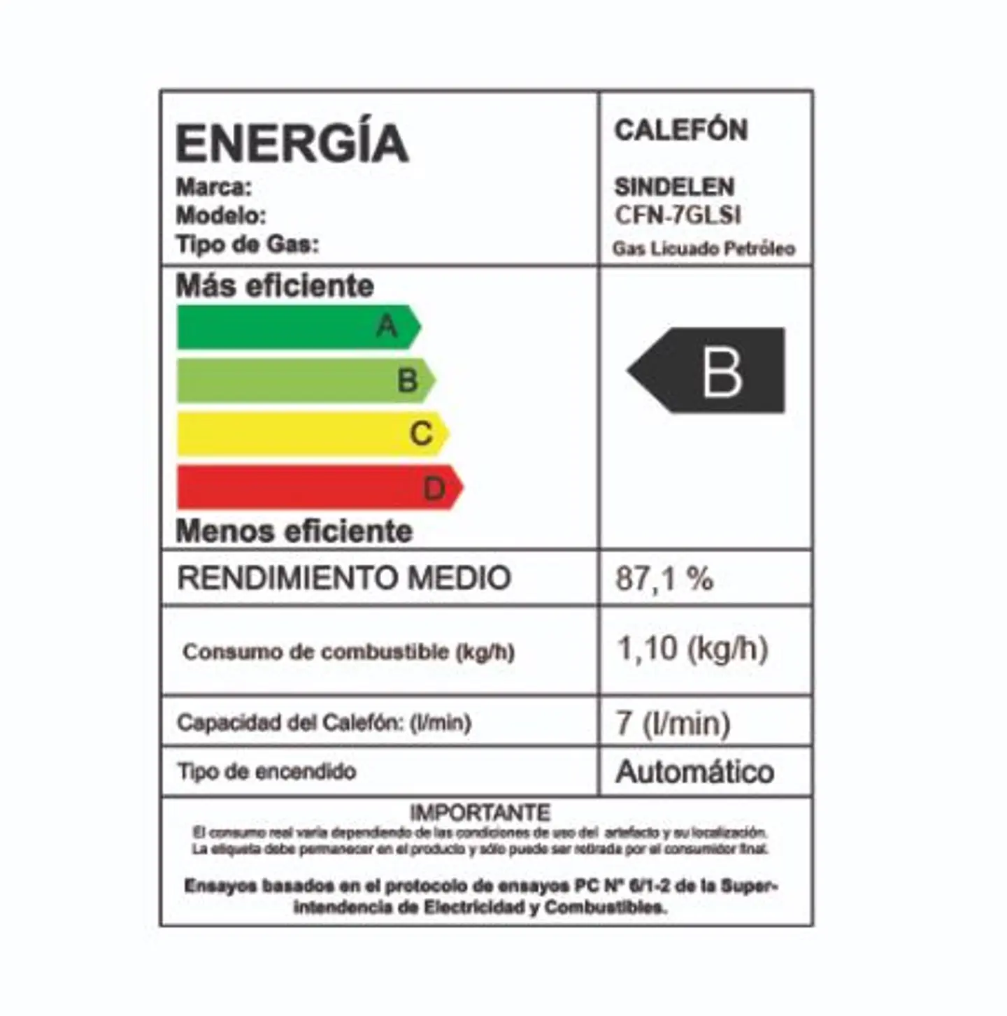 Calefont Gas Licuado 7 Litros Sindelen Cfn-7Gls 3