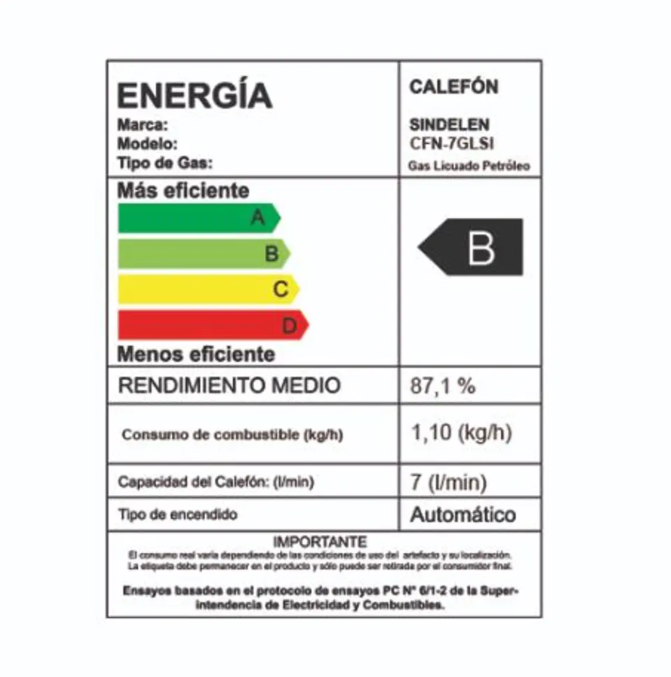Calefont Gas Licuado 7 Litros Sindelen Cfn-7Gls 3