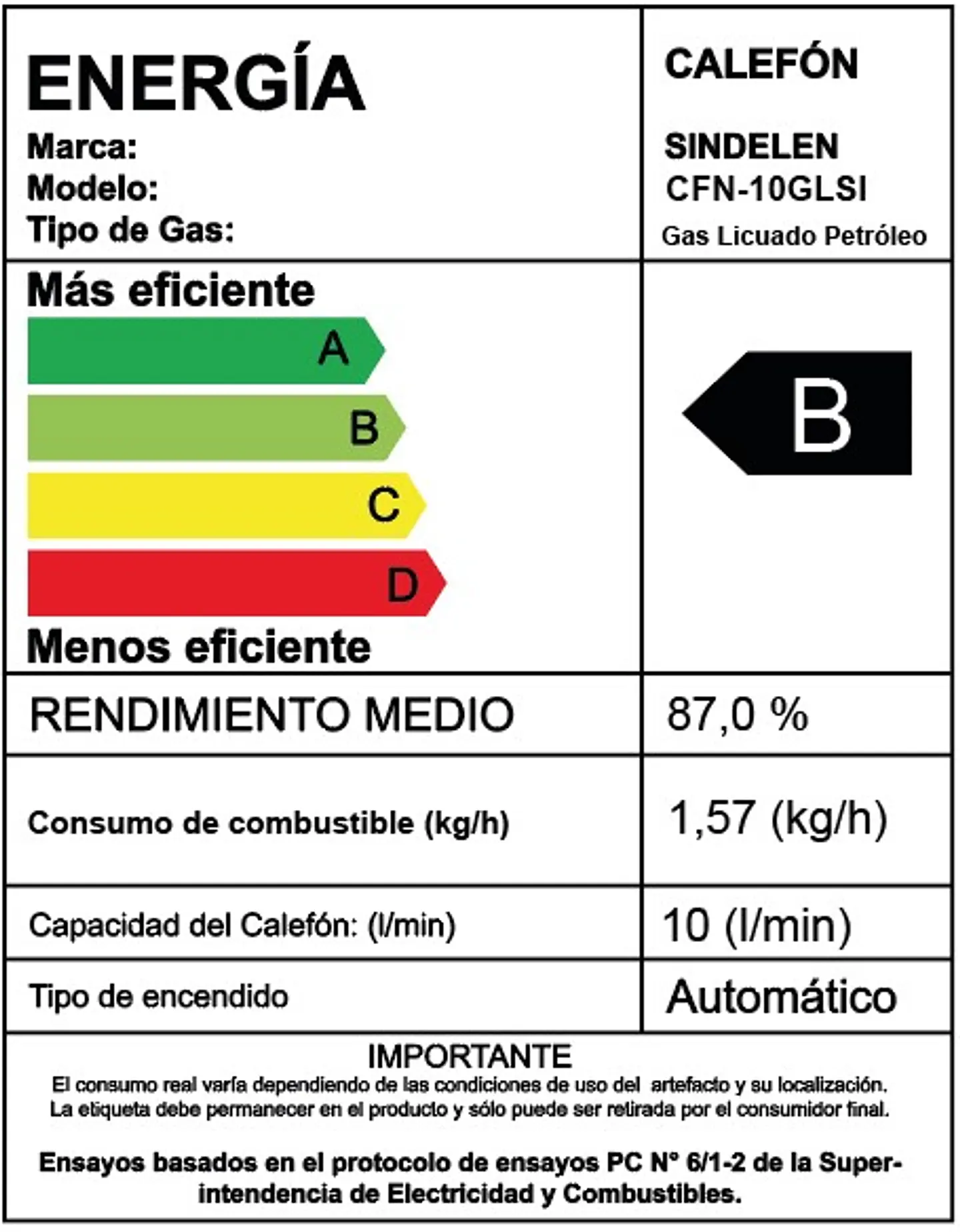 Calefont Gas Licuado 10 Litros Sindelen Cfn-10Gls 3