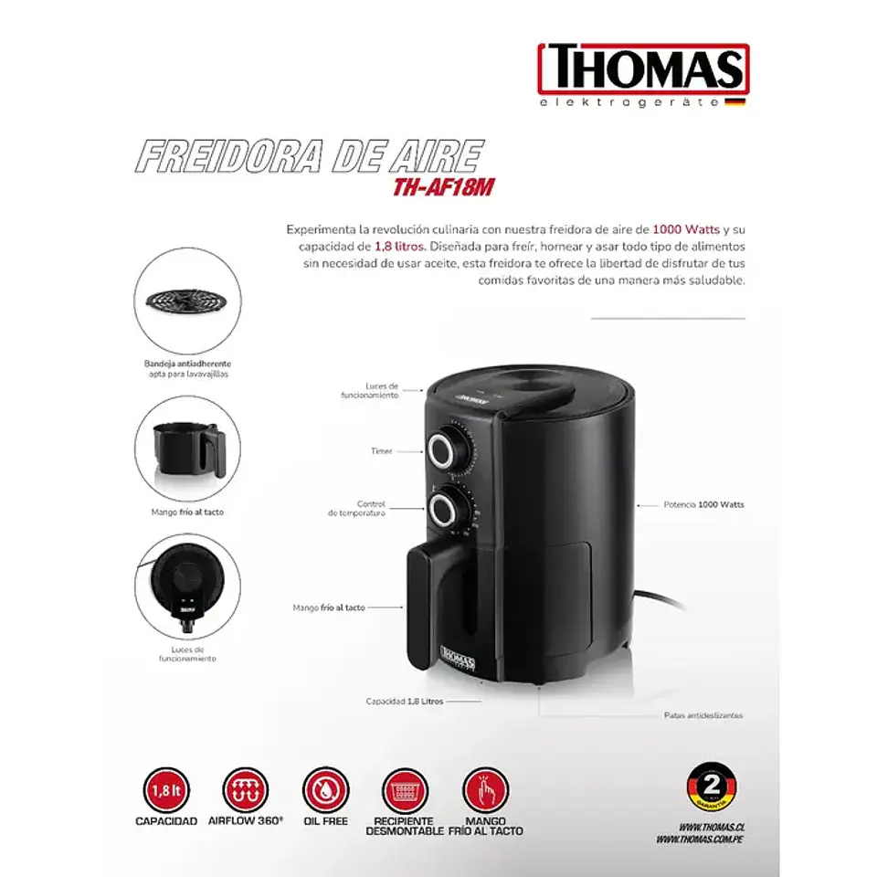 FREIDORA DE AIRE MANUAL THOMAS TH-AF18M 10