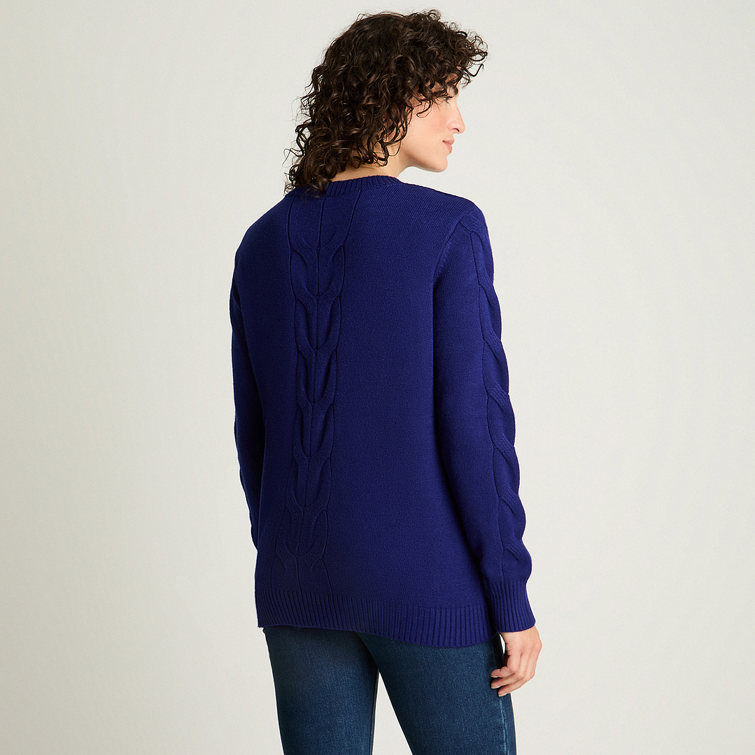 SWEATER MUJER CUELLO POLO MANGA LARGA LISO 816510 AZULINO 2