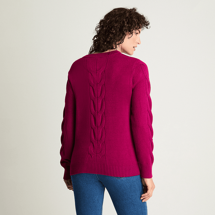 SWEATER MUJER CUELLO POLO MANGA LARGA LISO 816510 MAGENTA 2