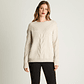 SWEATER MUJER CUELLO POLO MANGA LARGA LISO 816510 CRUDO - Miniatura 1