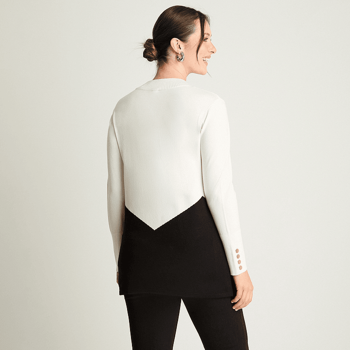 SWEATER MUJER CUELLO MEDIO BEATLE MANGA LARGA BICOLOR 816513 CRUDO 2