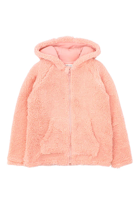 CHAQUETA NIÑA FULL ZIPPER CON GORRO PIEL DAY TO DAY CORAL 2520750 