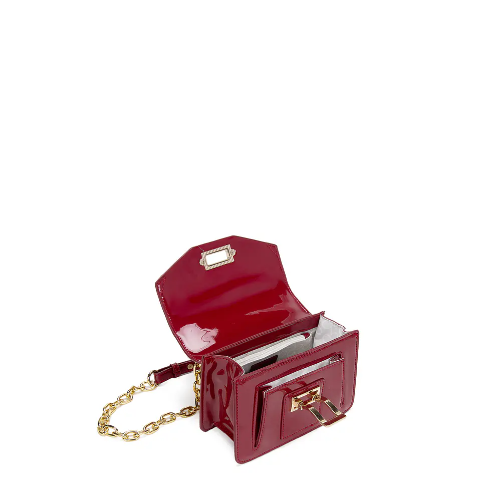 Cartera Retro Con Tapa Pequeña Burdeo CAR3168 6