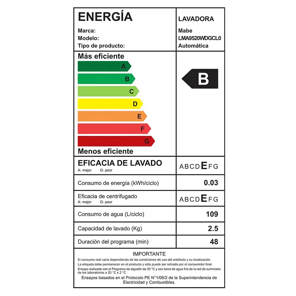 Lavadora Aut 9.5K Gris Mabe Lma9520Wdgcl0 10