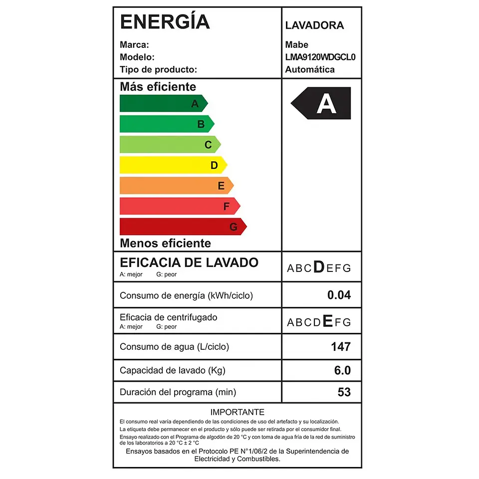 LAVADORA AUT 19K GRIS MABE LMA9120WDGCL0 10