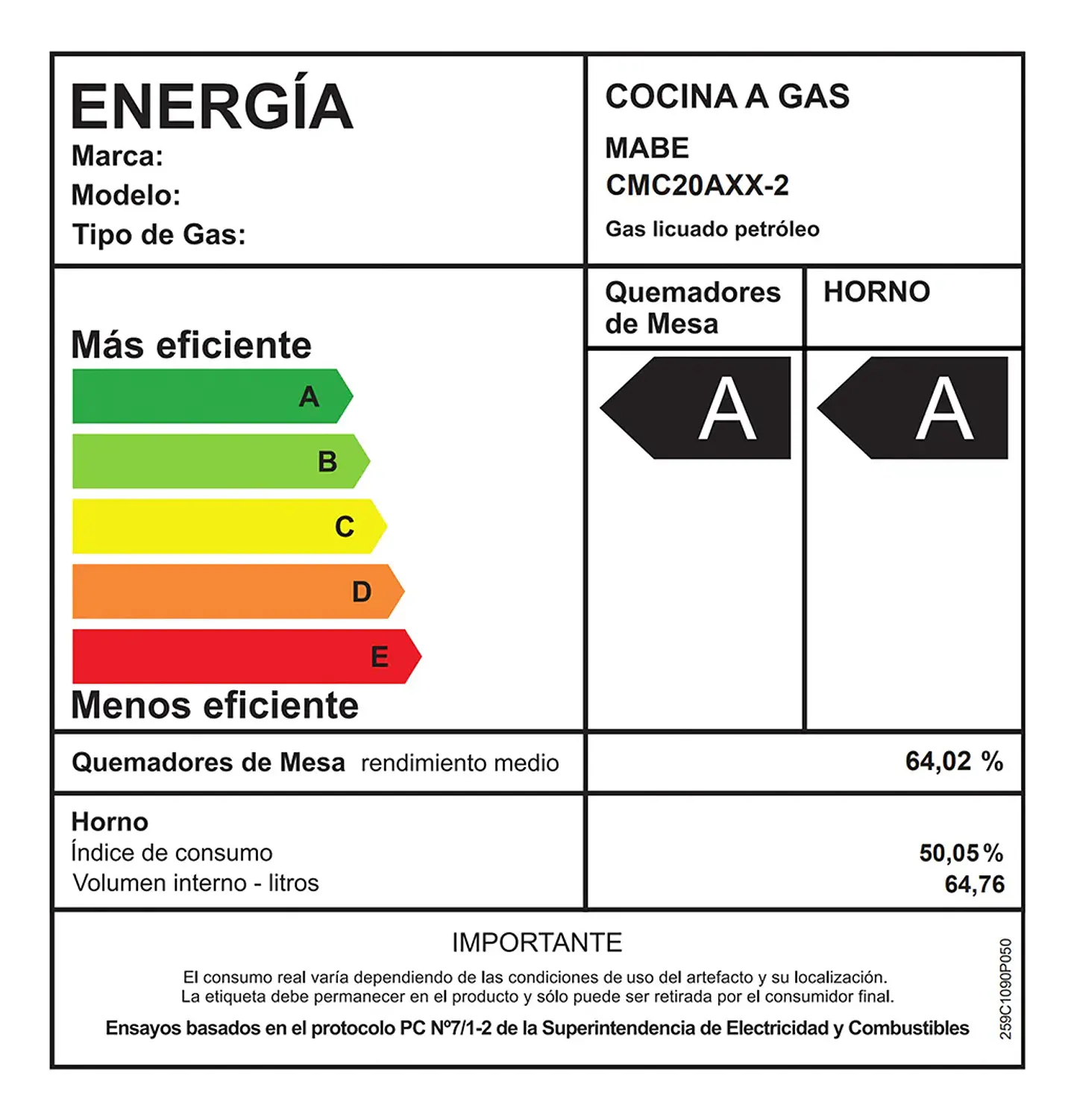 Cocina A Gas Mabe Cmc20Axx-2 – 51 Cm, 4 Quemadores 9